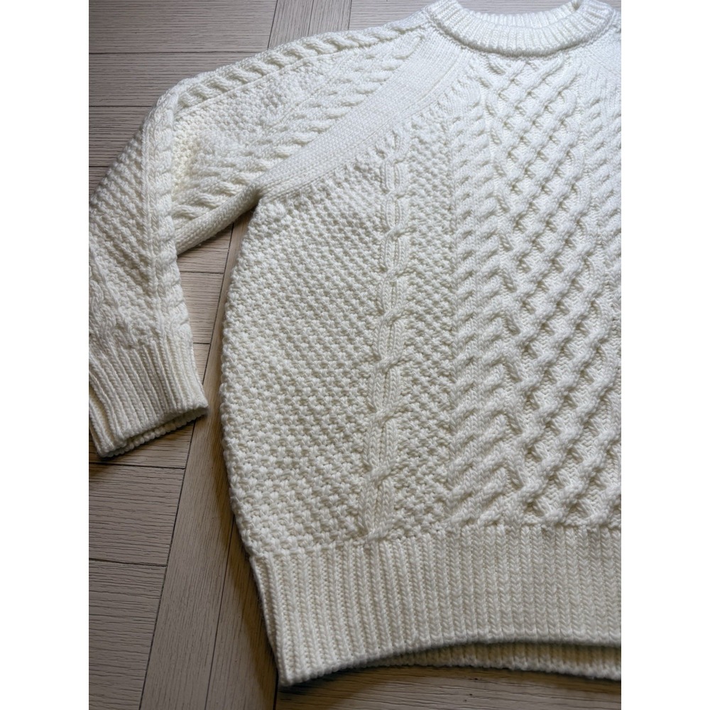 FOREVER 21 Women Ivory Chunky Cozy Cable Knit Pullover Rory Gilmore Sweater Sz L - Picture 2 of 8